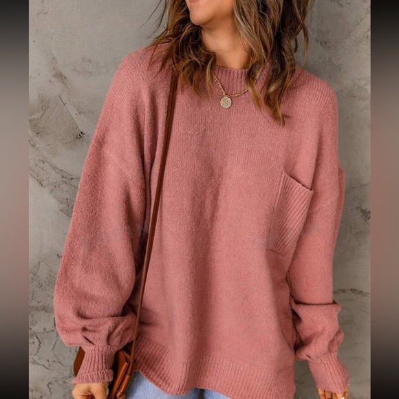 SHEIN Sweaters - Solid Drop Shoulder Pocket Patched Sweater